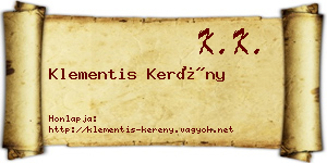 Klementis Kerény névjegykártya